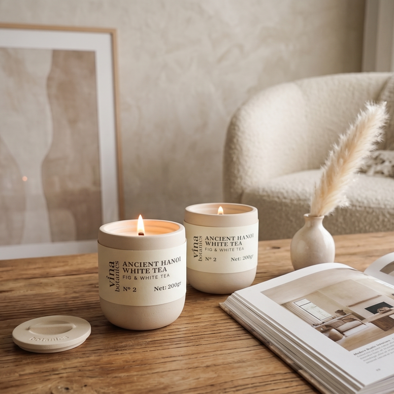 Soy Coconut Wax Cement Jar Candles – Hand-Poured | Vina Botanics